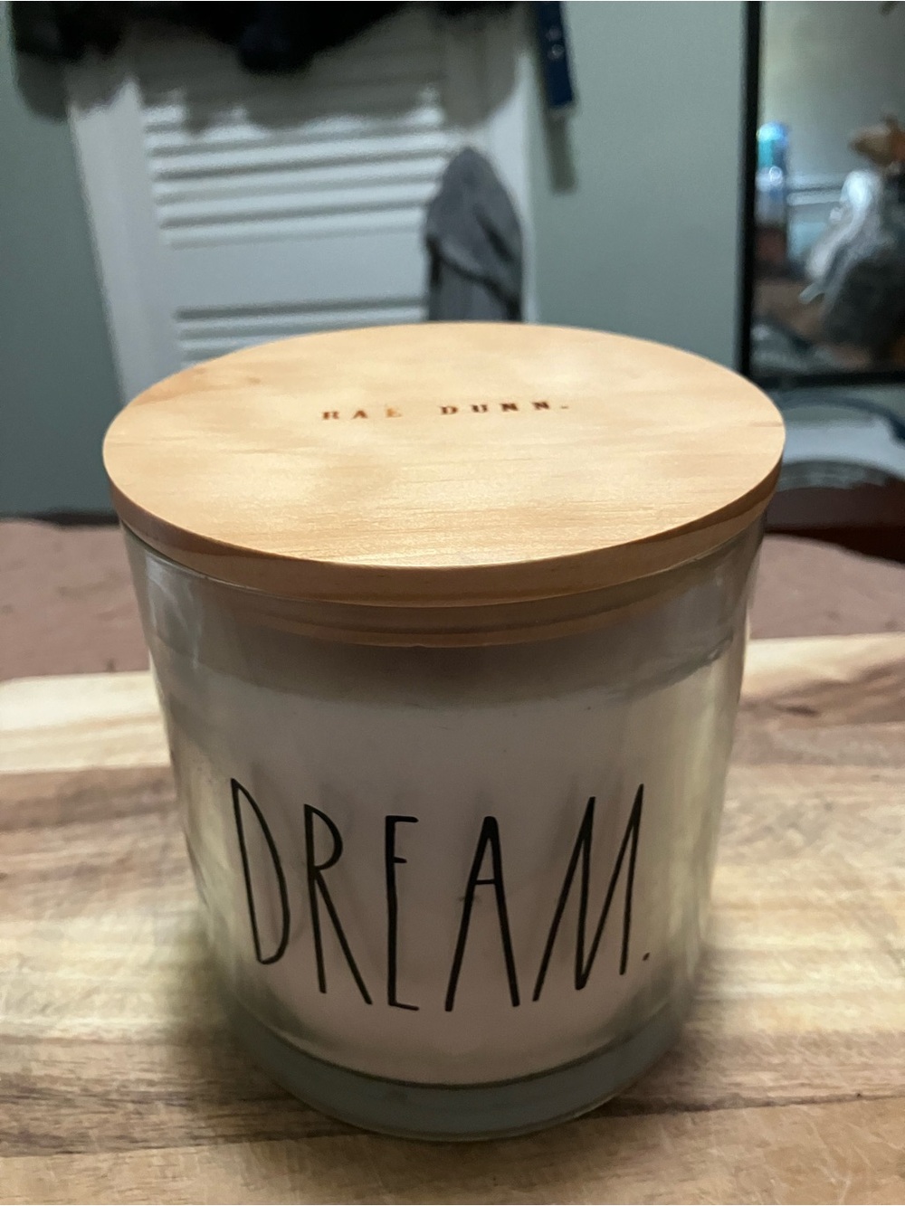 Rae Dunn White Candle with Wood Lid - DREAM, Gardenia Scented Candle